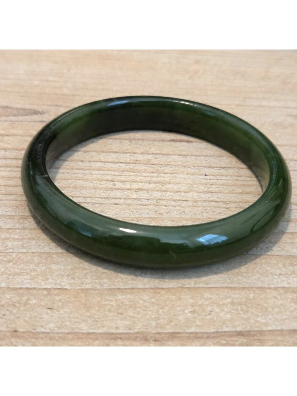 Vintage Deep Green Nephrite Jade 7" Bangle Bracelet